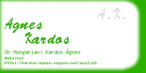 agnes kardos business card