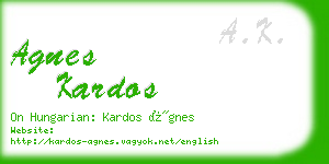 agnes kardos business card